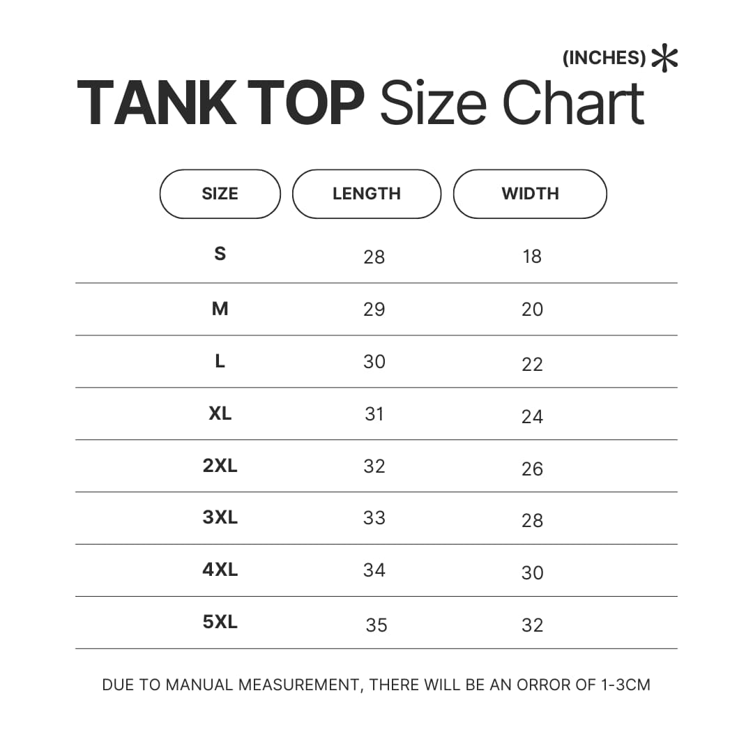 Tank Top Size Chart - Undertale Merch