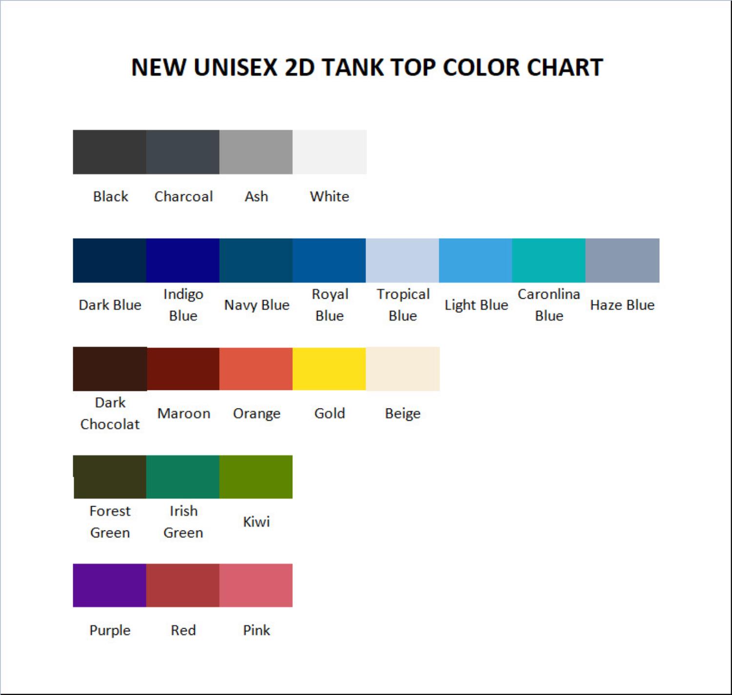 tank top color chart - Undertale Merch