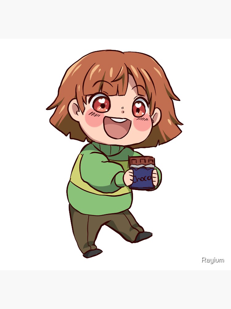 Chara Dreemurr Loves Chocolate Chibi Throw Pillow - Image 2