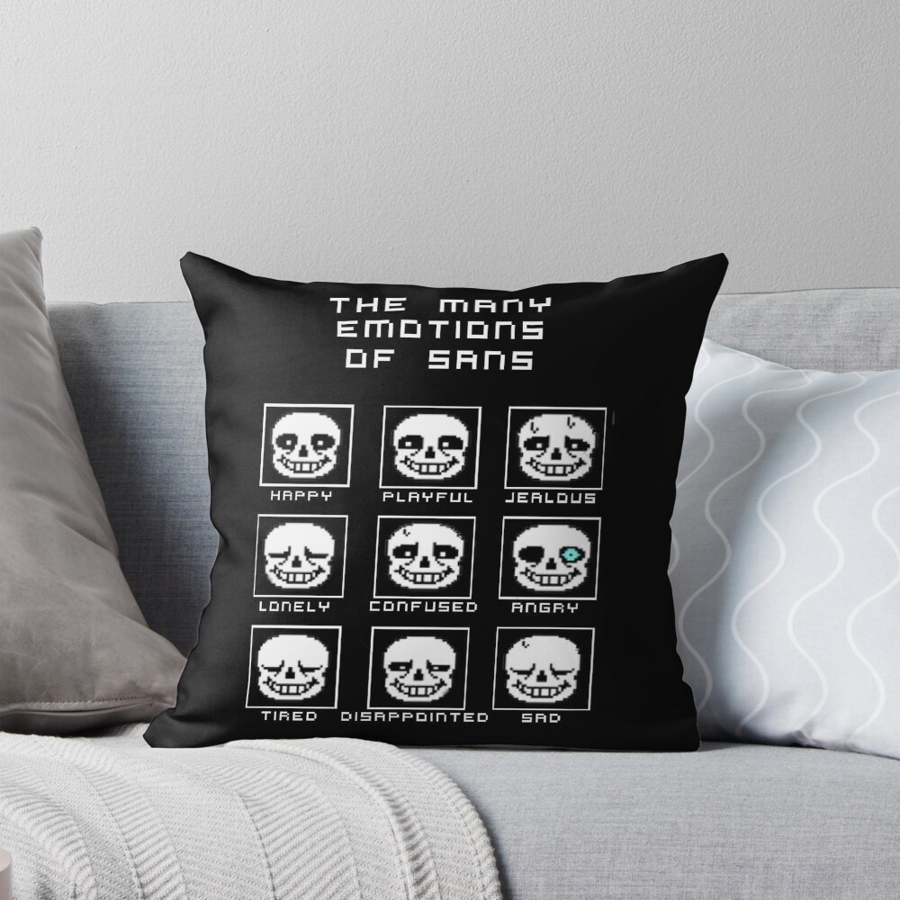 The Many Emotions Of Sans Undertale Throw Pillow