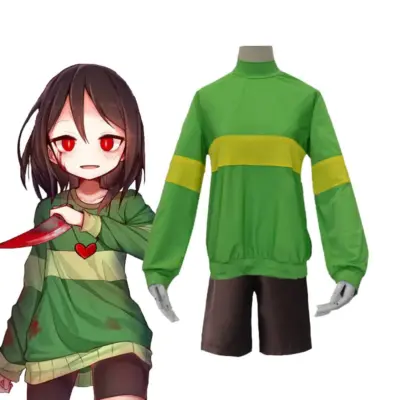 Undertale Frisk Top and Shorts Set Cosplay Costume